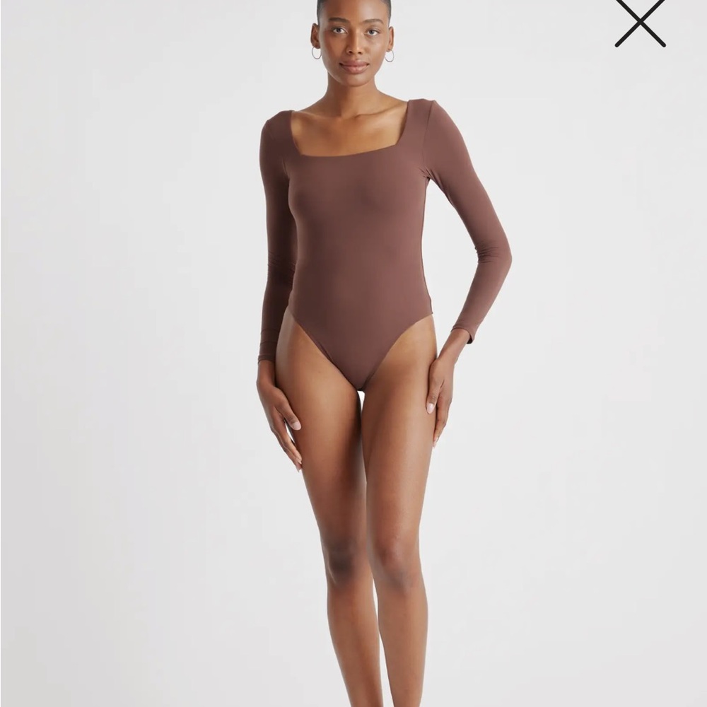 Brown Babaton Aritzia long sleeve bodysuit
